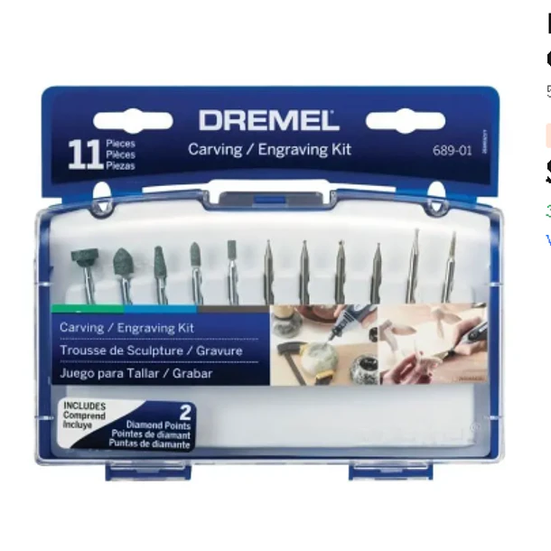 JGO E-COMERCE PARA TALLAR Y GRABAR DREMEL 11 PZAS+SET ACRILICOS