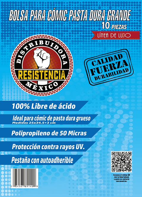 BOLSA COMIC PASTA DURA GRANDE 10 PZAS