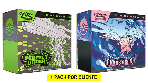 PACK TCG POKEMON: CHAOS RISING ETB (INGLES) + PERFECT ORDER ETB (INGLES)