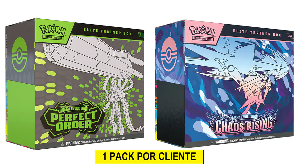 PACK TCG POKEMON: CHAOS RISING ETB (INGLES) + PERFECT ORDER ETB (INGLES) 1