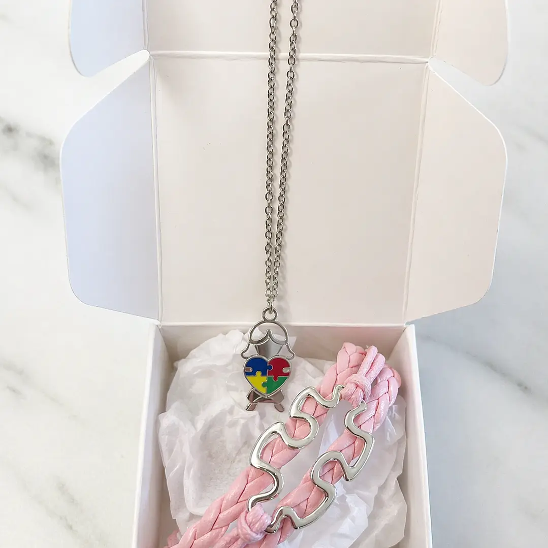 Kit Presente Amor Atípico - Autismo | 01 Pulseira + 01 Colar Simbolos da Consciencialização 3