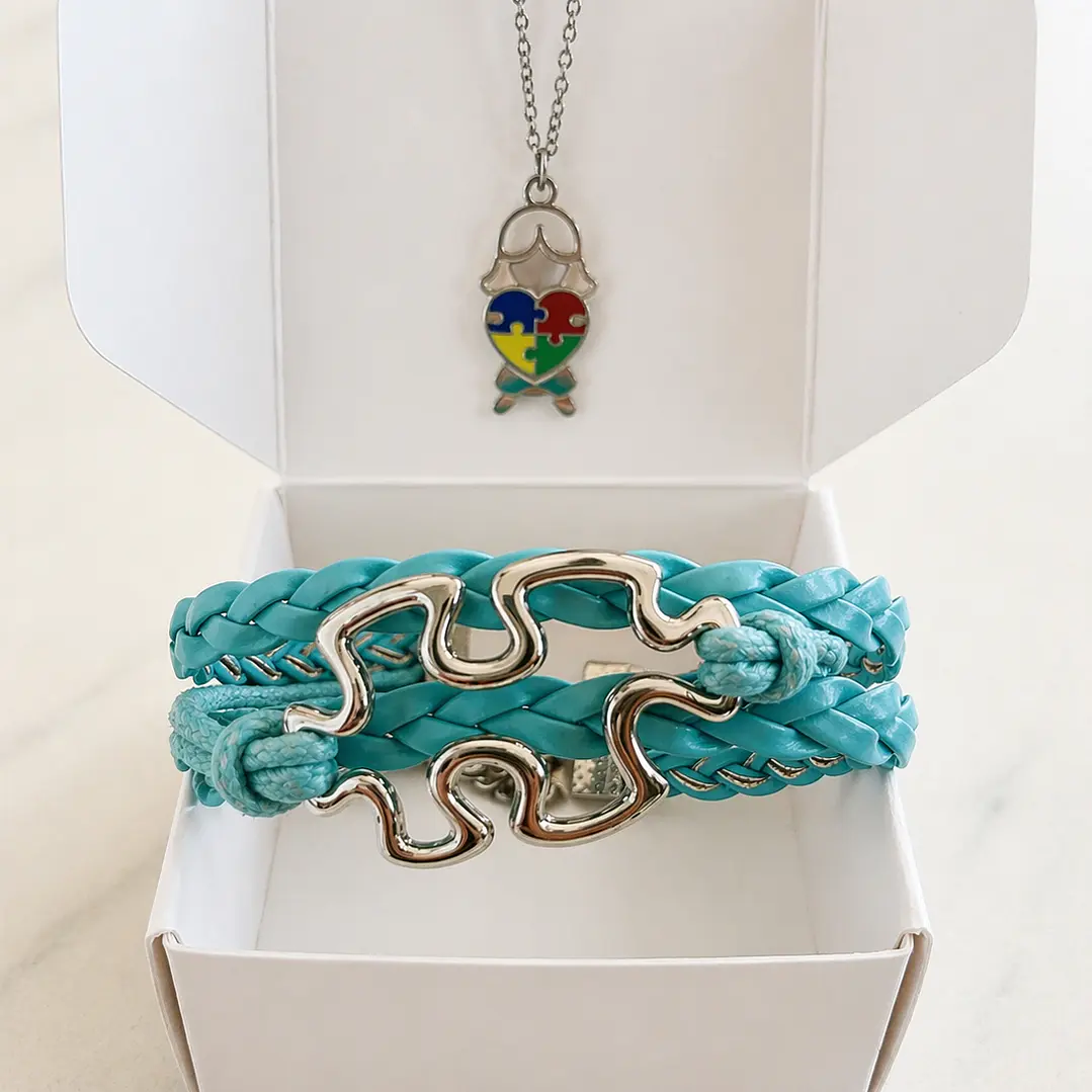 Kit Presente Amor Atípico - Autismo | 01 Pulseira + 01 Colar Simbolos da Consciencialização 4