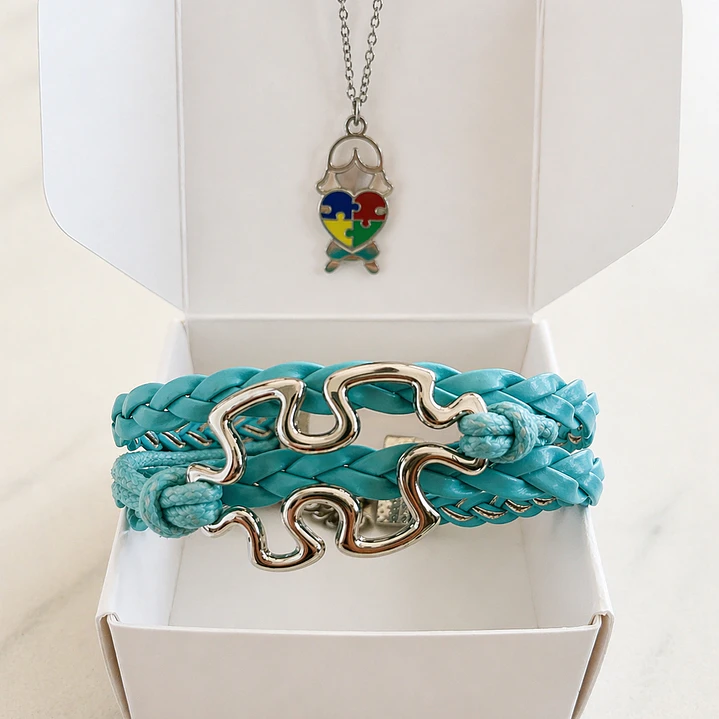 Kit Presente Amor Atípico - Autismo | 01 Pulseira + 01 Colar Simbolos da Consciencialização 4