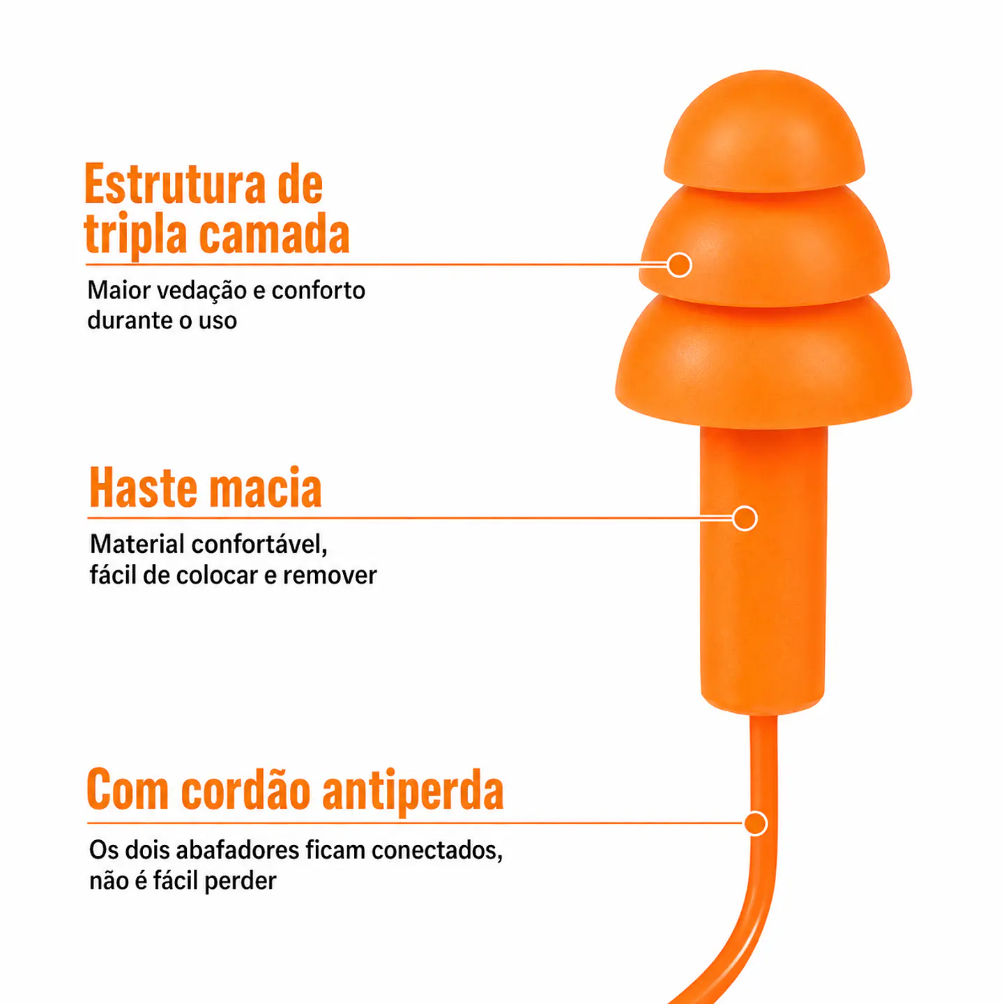 Abafadores Reutilizáveis em Silicone com Cordão | Redução de Ruído, Natação e Proteção Auditiva para crianças. 5