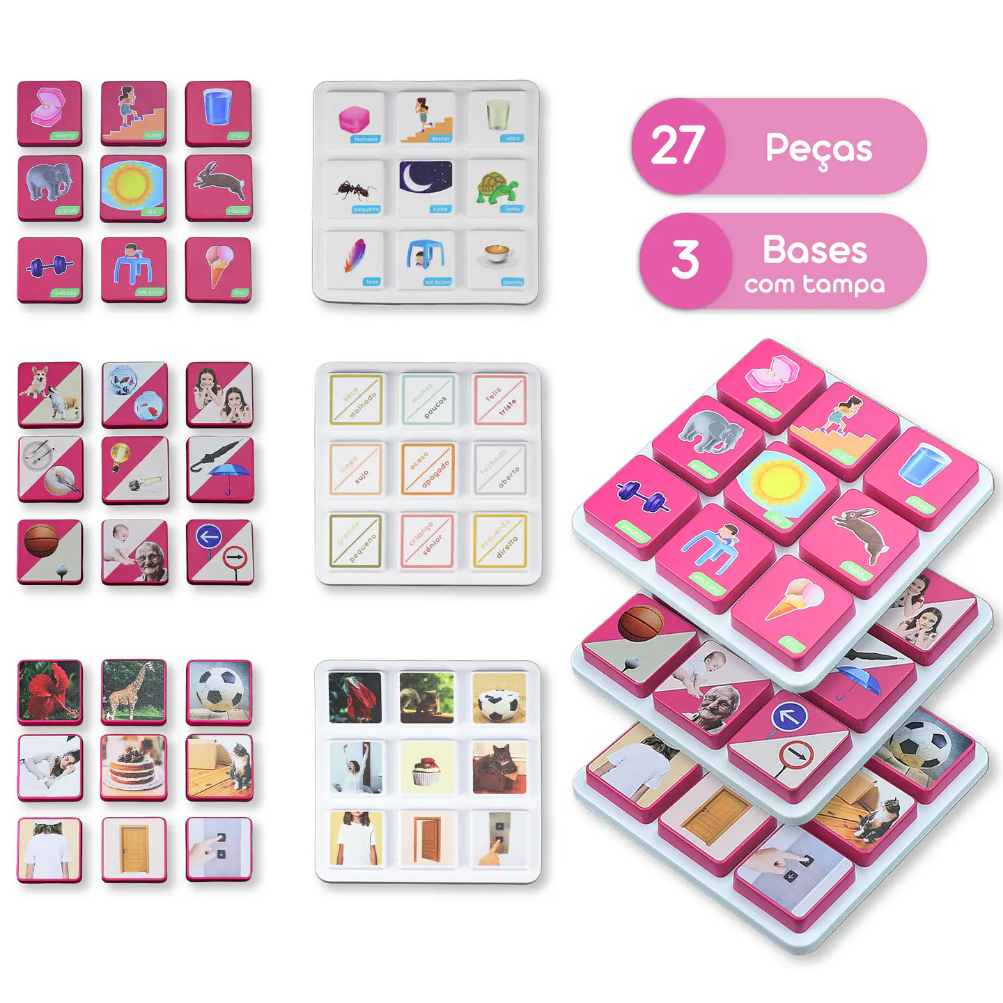 Jogos Educativos de Correspondência – Nível 3 | Lar, Opostos e Transportes 3