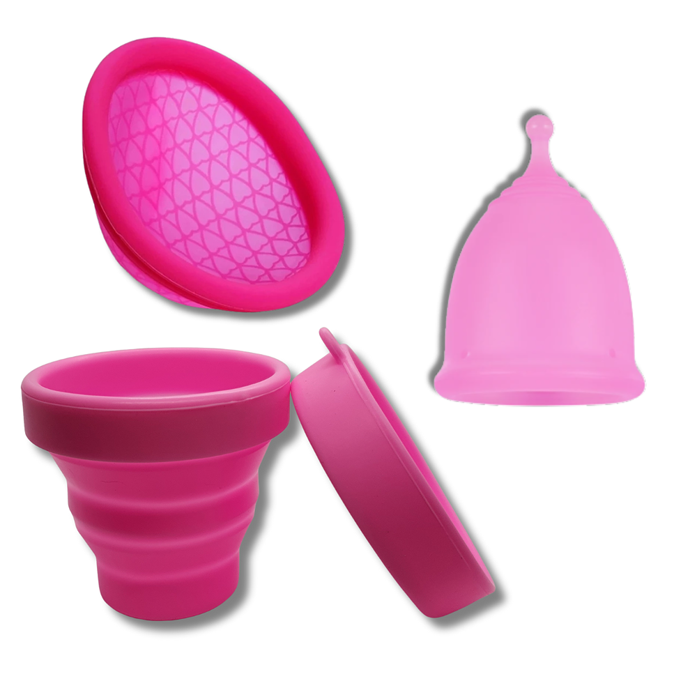 Disco Menstrual + Copa Menstrual + Vaso Esterilizador + bolsita de algodón