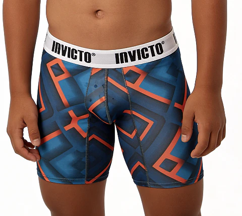 Bóxer Invicto Niño Azul Naranja Geométrico