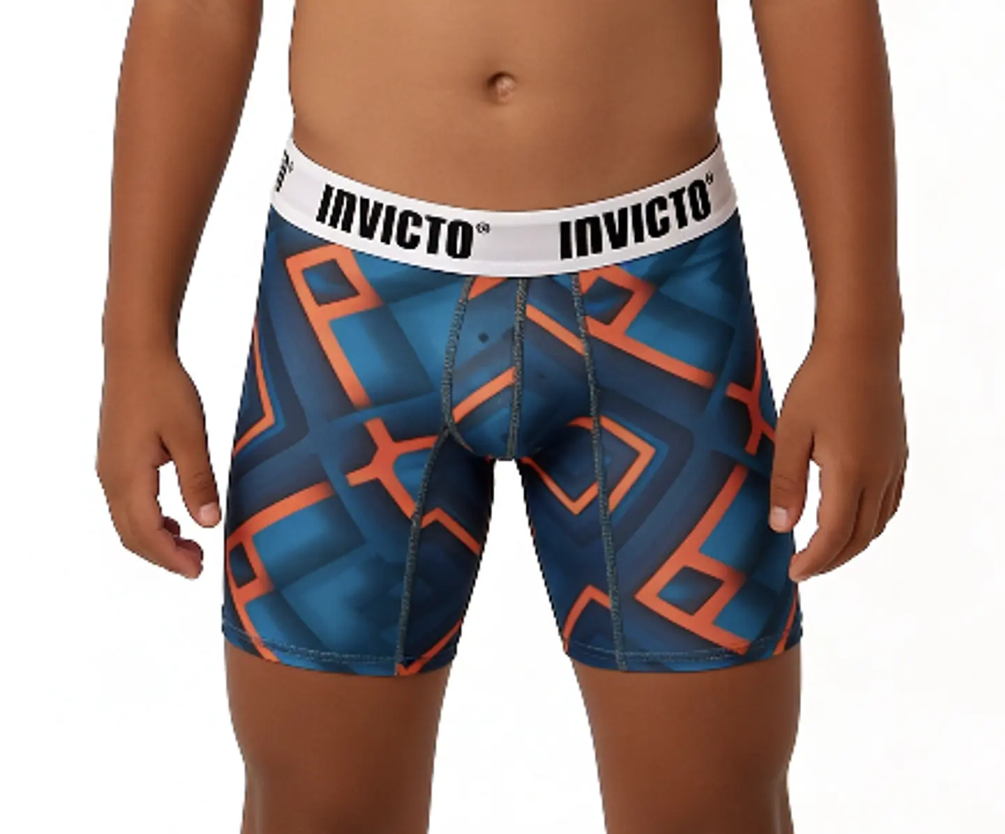 Bóxer Invicto Niño Azul Naranja Geométrico 3