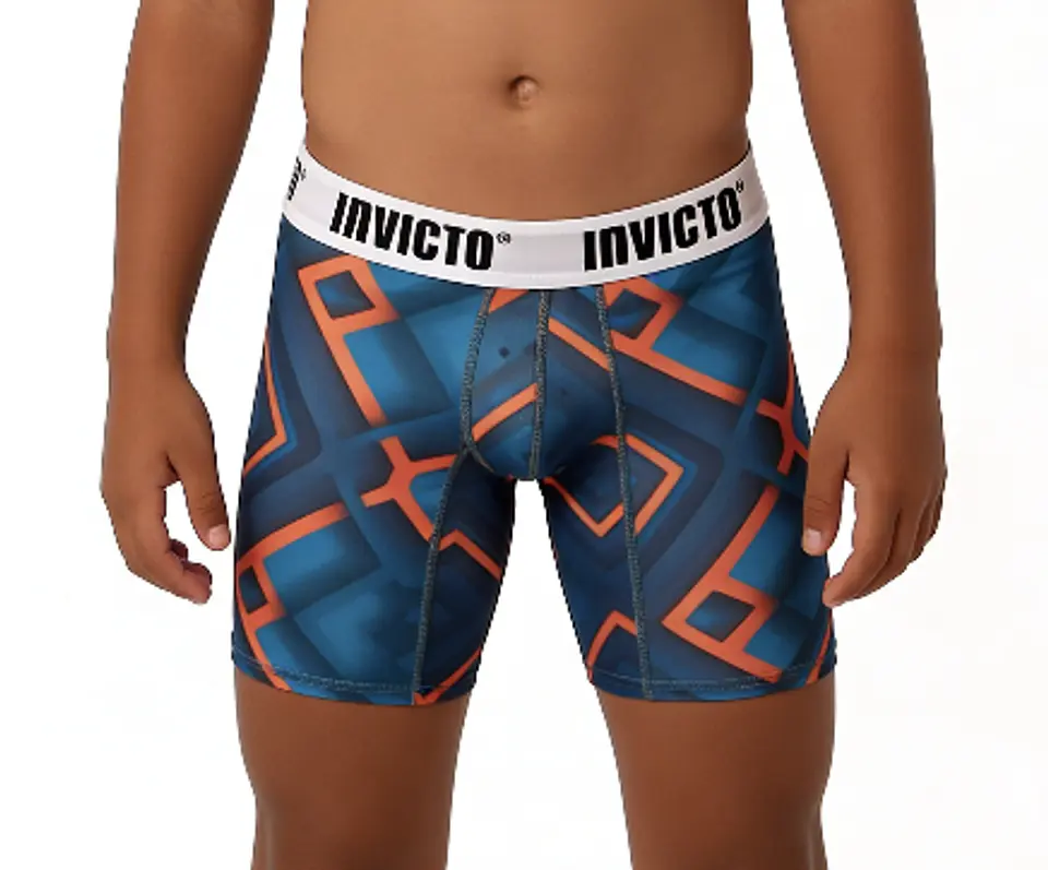 Bóxer Invicto Niño Azul Naranja Geométrico 3