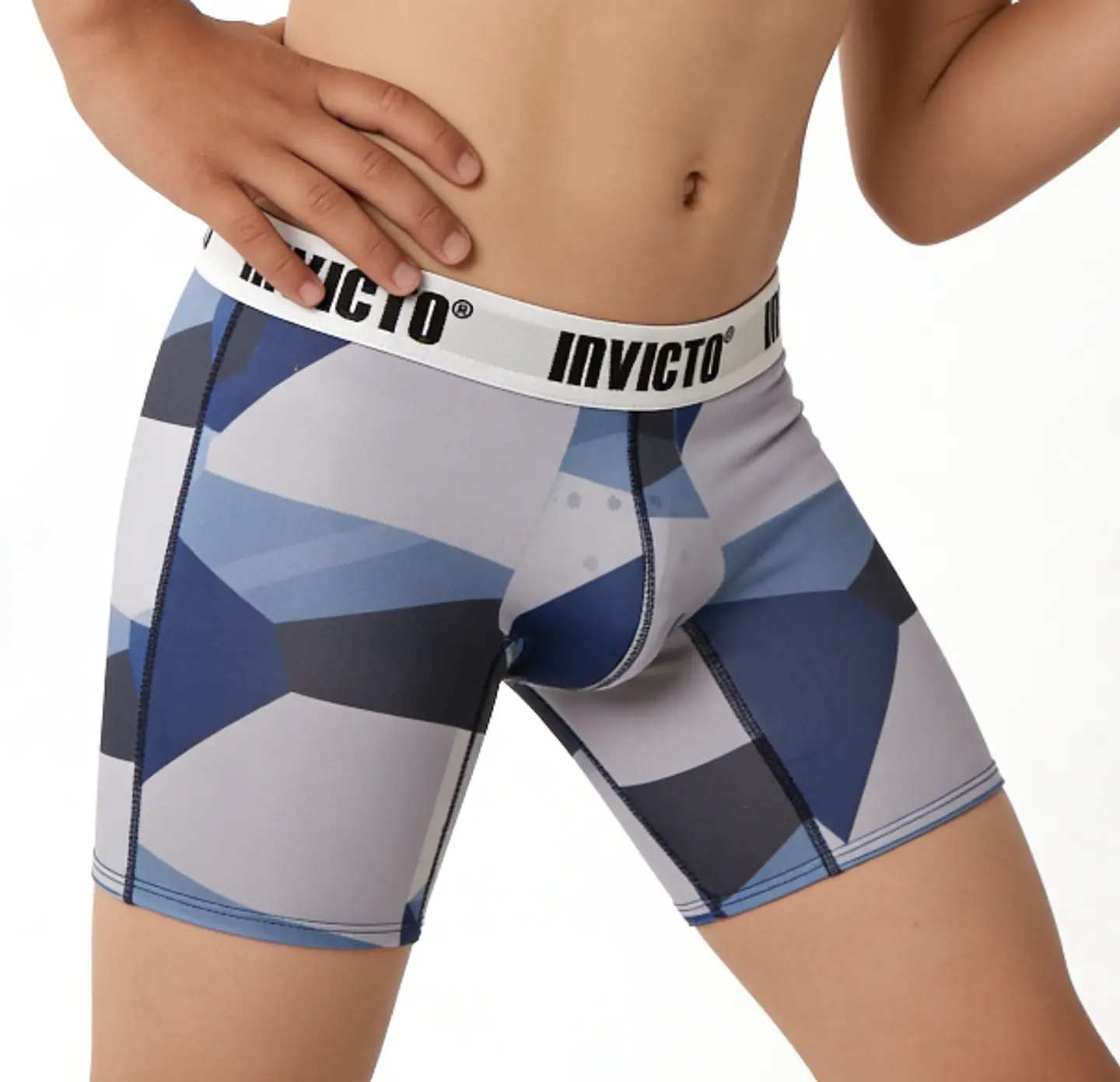 Bóxer Invicto Niño Azul Gris Geométrico 1