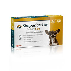 Simparica 5 mg - 1,3 a 2,5 Kg (3 Comprimidos)