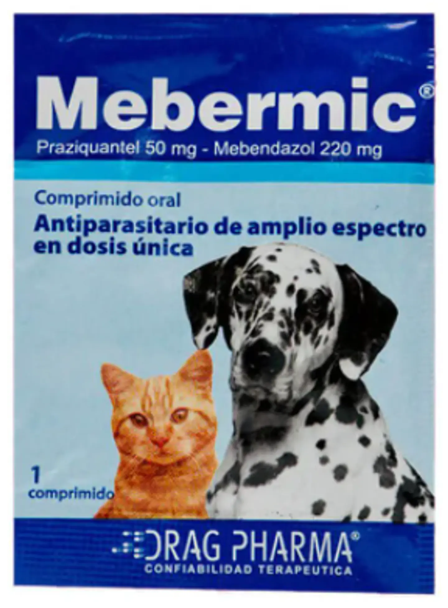 Mebermic Antiparasitario interno perros y gatos 1 comprimido 1