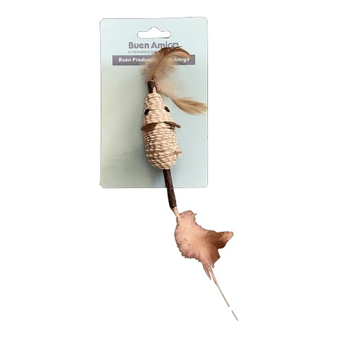 Juguete para Gatos Ratón con Plumas