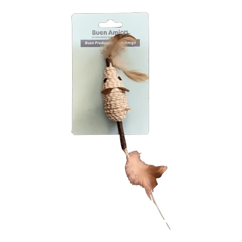Juguete para Gatos Ratón con Plumas 1