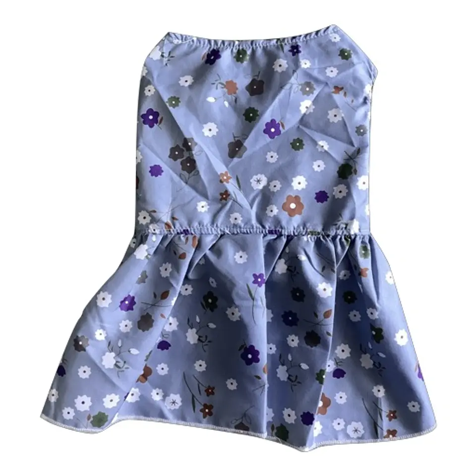 Vestido Azul Flores M 1