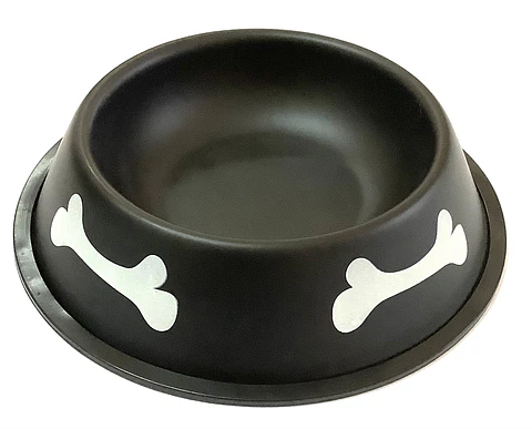 Plato Metálico Diseño Hueso Color Negro 22 cm
