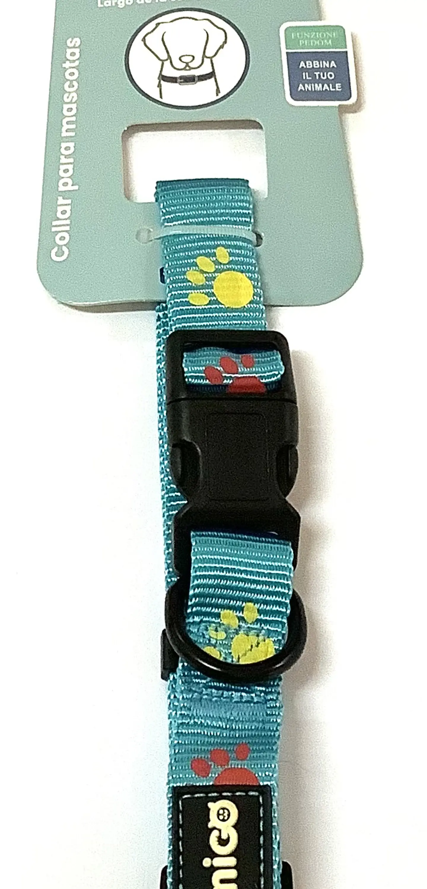 Collar Diseño Patitas Celeste 2 cm 1