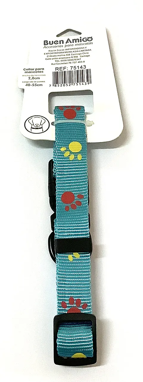 Collar Diseño Patitas Celeste 2 cm