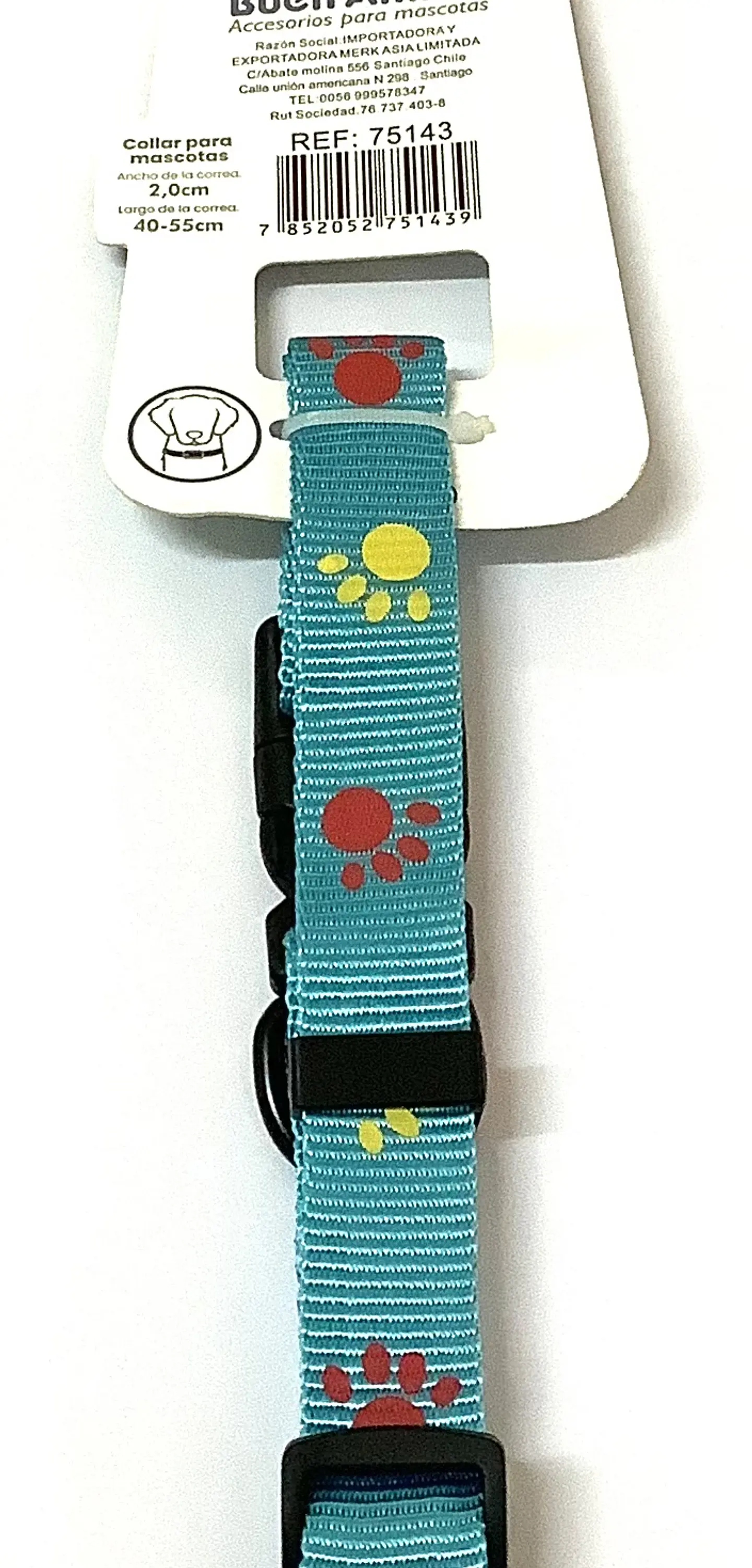 Collar Diseño Patitas Celeste 2 cm 2