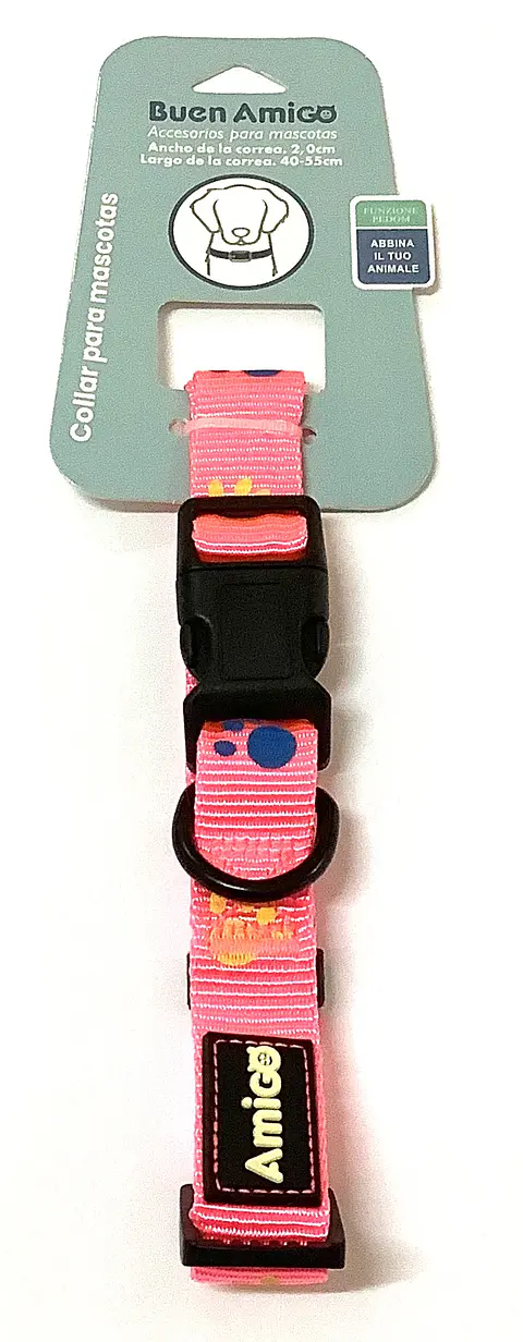 Collar Diseño Patitas Rosado 2 cm