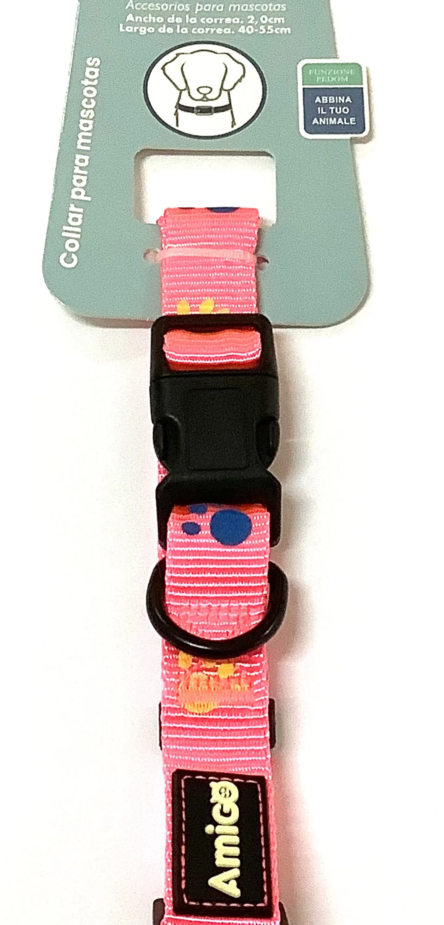 Collar Diseño Patitas Rosado 2 cm 1