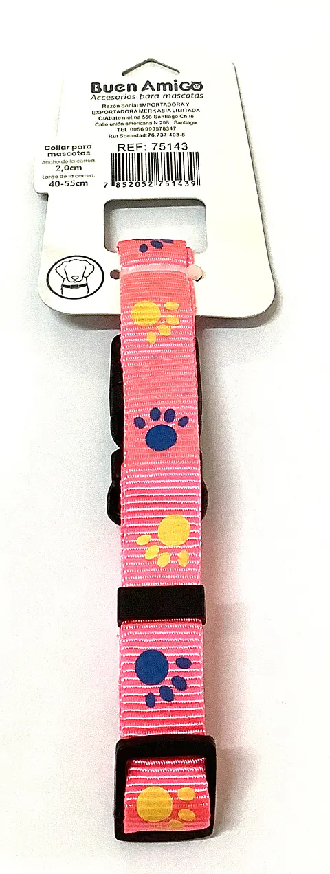 Collar Diseño Patitas Rosado 2 cm