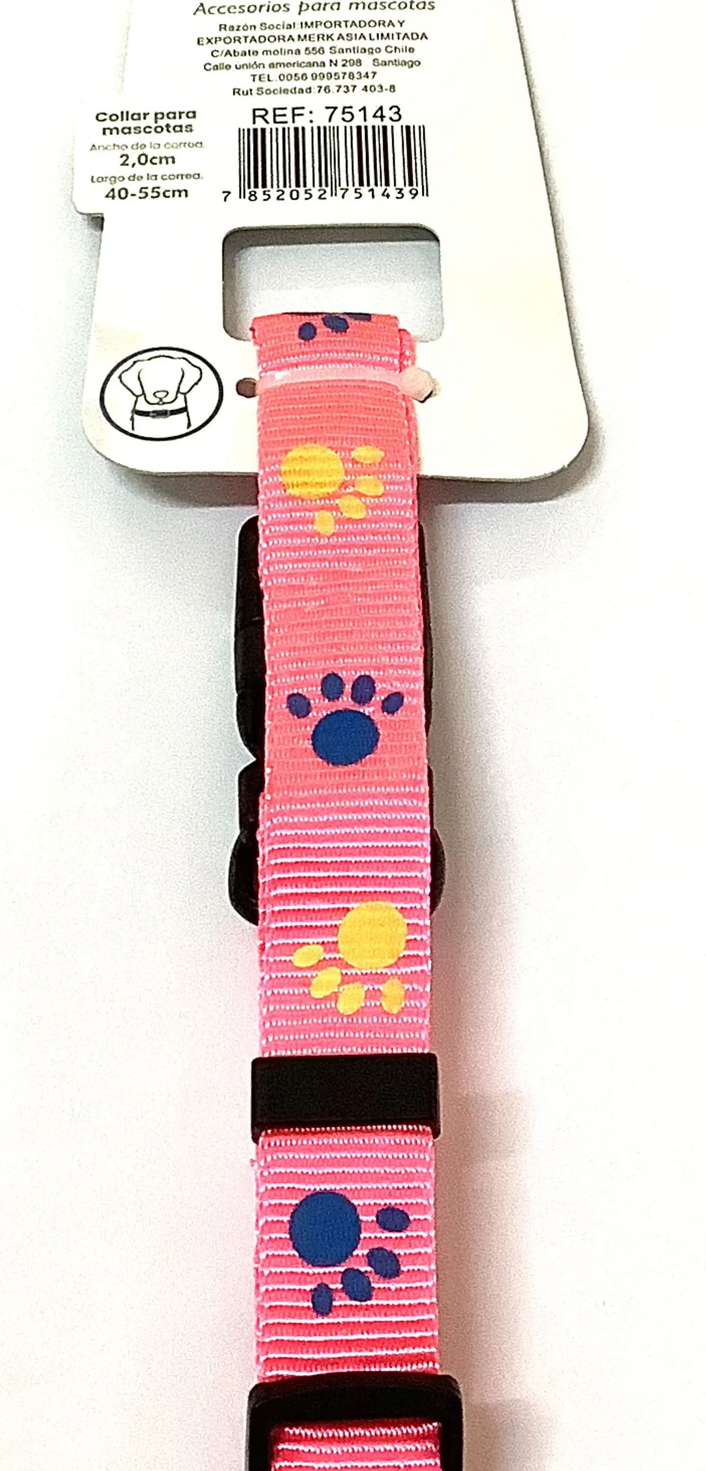 Collar Diseño Patitas Rosado 2 cm 2