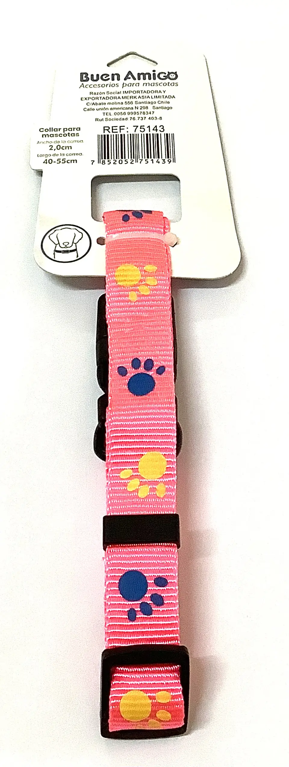 Collar Diseño Patitas Rosado 2 cm 2