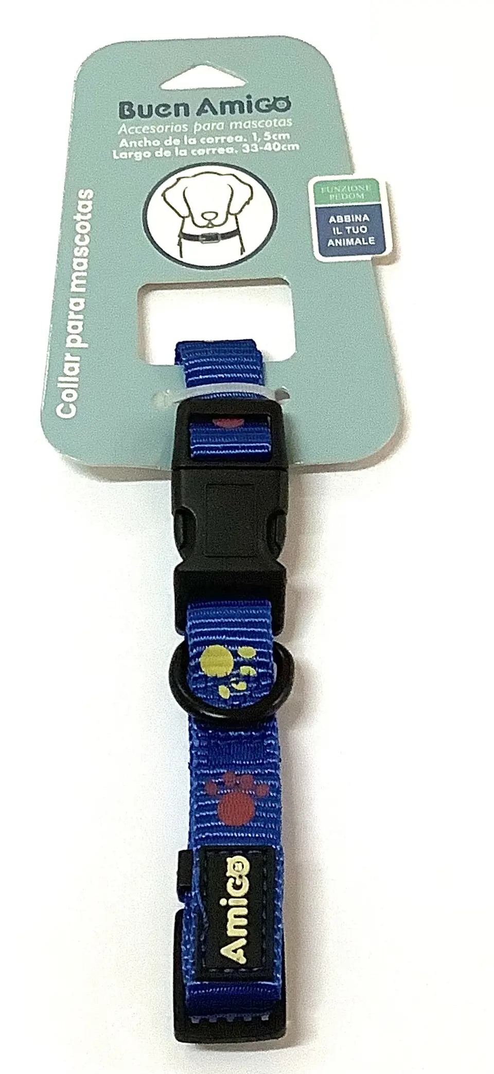 Collar Diseño Patitas Azul 1,5 cm 1