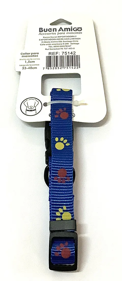 Collar Diseño Patitas Azul 1,5 cm