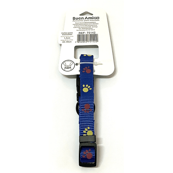 Collar Diseño Patitas Azul 1,5 cm 2