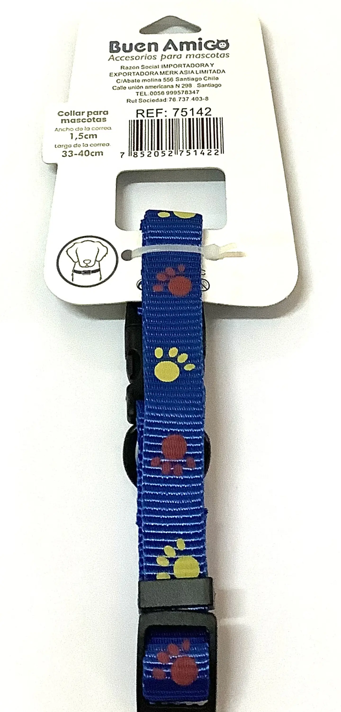 Collar Diseño Patitas Azul 1,5 cm 2