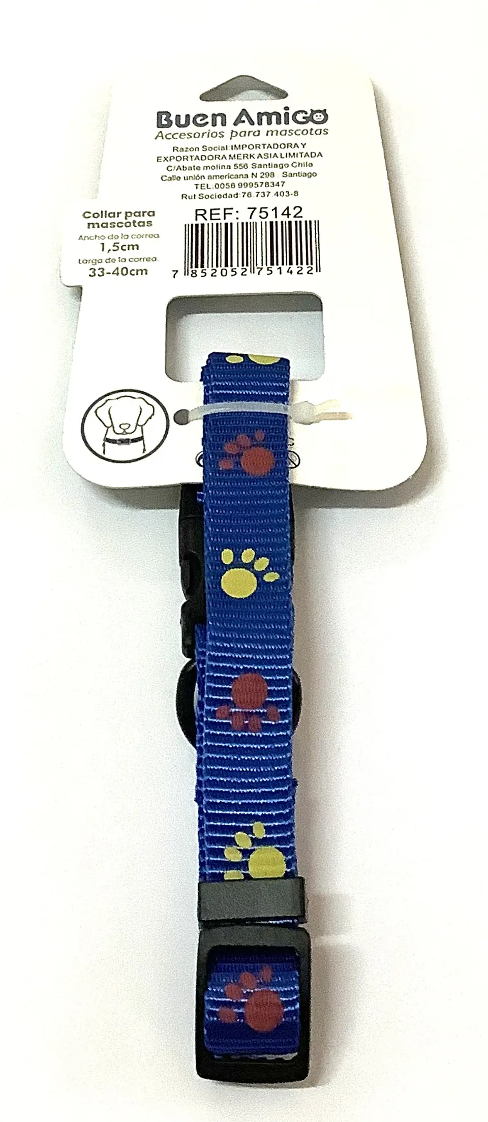 Collar Diseño Patitas Azul 1,5 cm 2