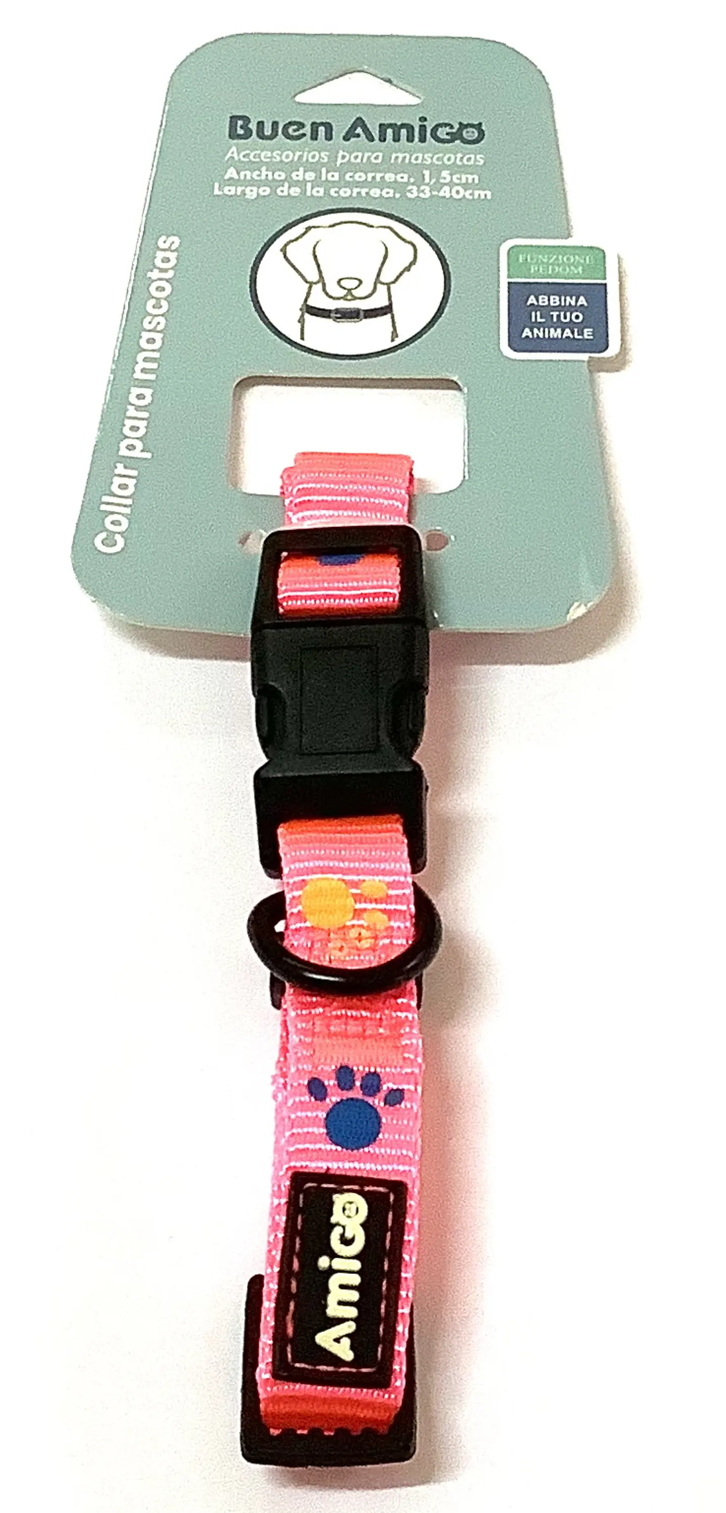 Collar Diseño Patitas Rosado 1,5 cm 1