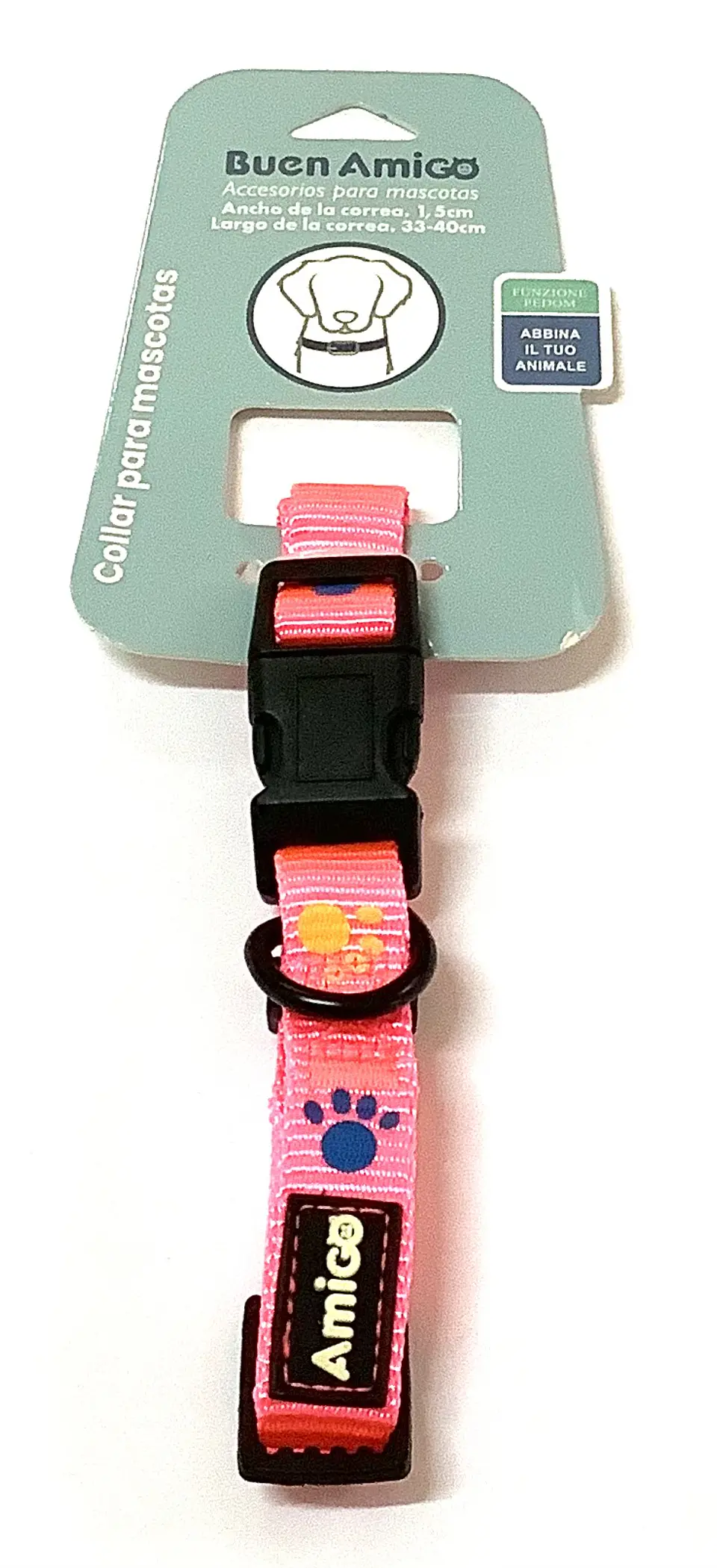 Collar Diseño Patitas Rosado 1,5 cm 1