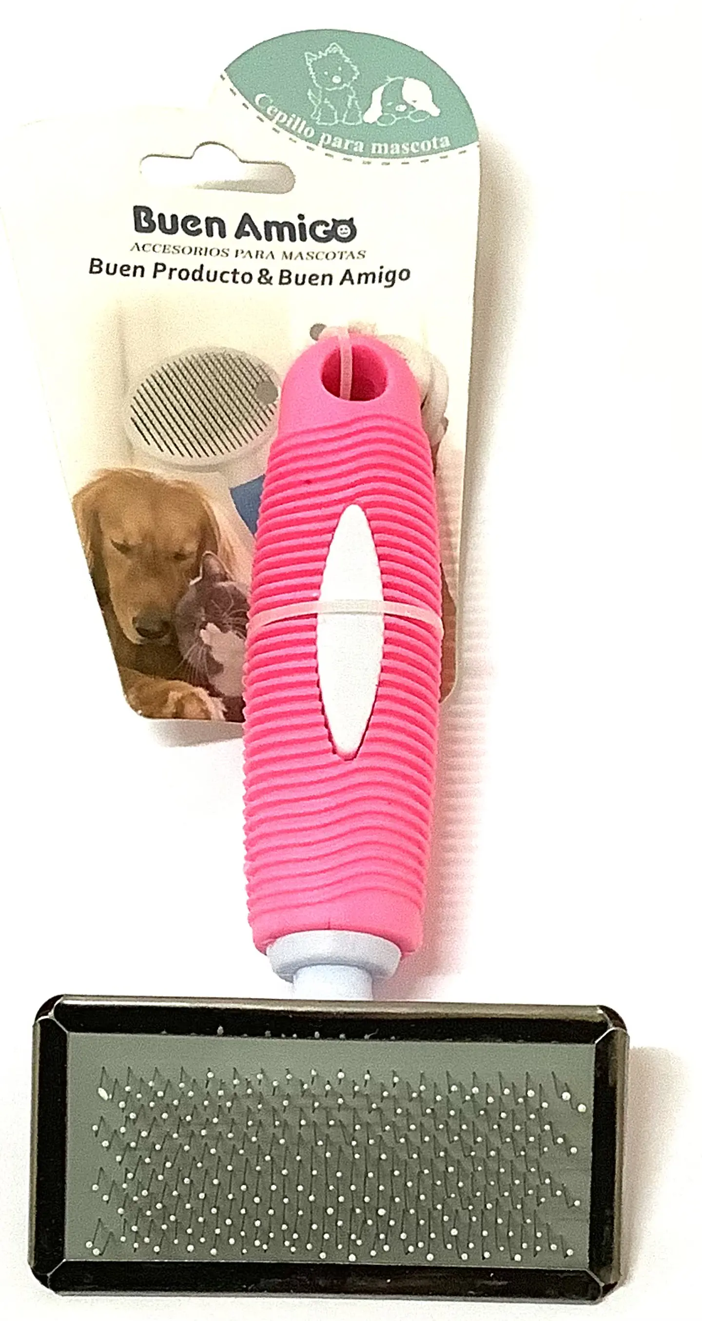 Cepillo Rosado Cerdas Metálicas Recubiertas para Mascotas S 1