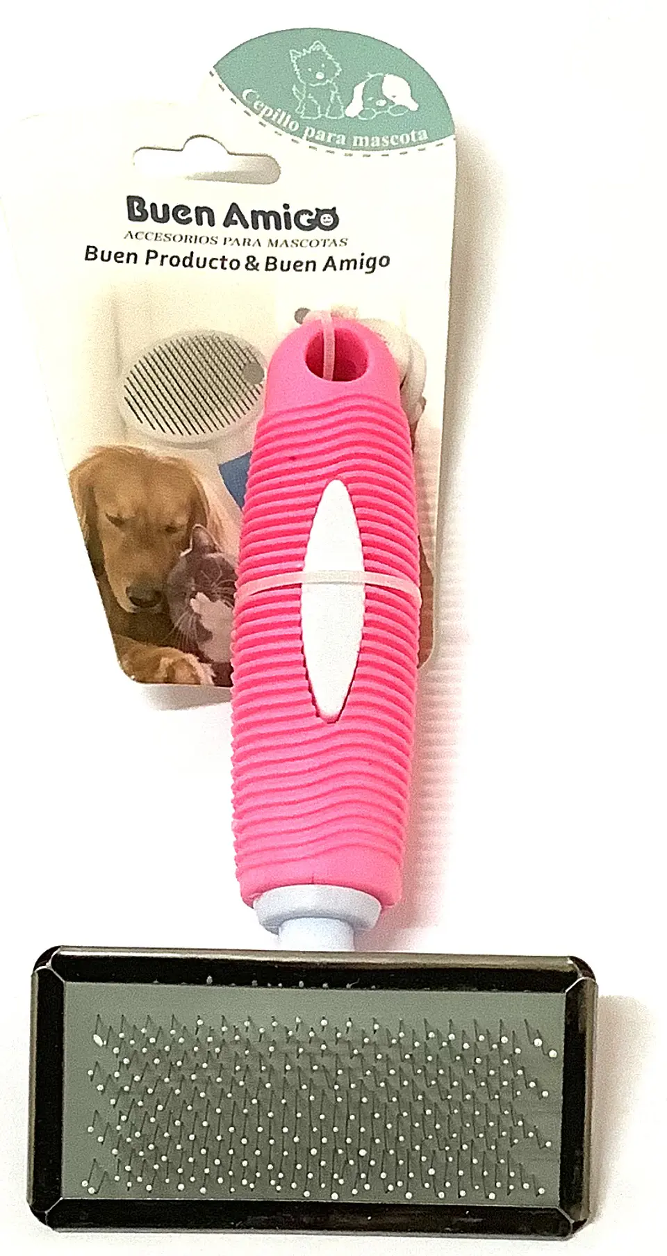 Cepillo Rosado Cerdas Metálicas Recubiertas para Mascotas S 1