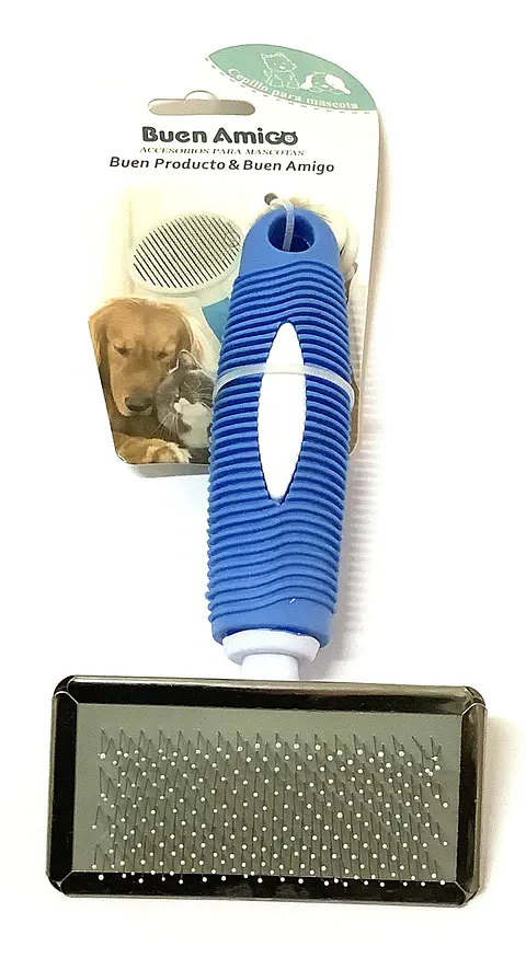 Cepillo Azul Cerdas Metálicas Recubiertas para Mascotas S