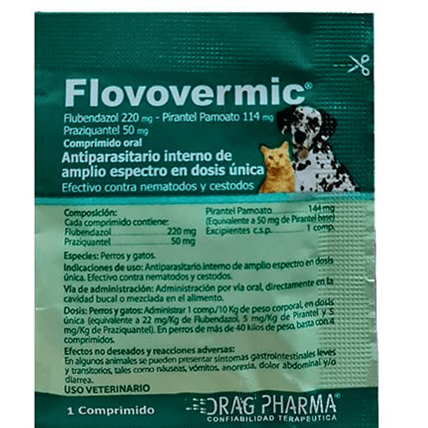 Flovovermic Antiparasitario Interno para Perros y Gatos 1 comprimido 1