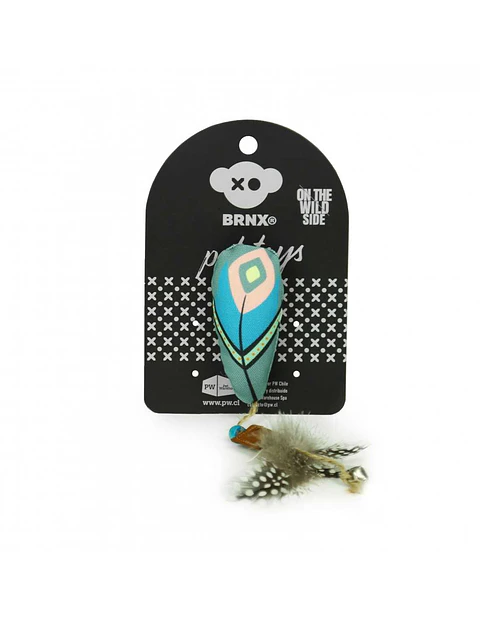 BRNX Juguete para Gato con Pluma Celeste