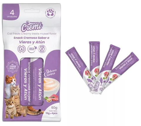 Snacks Cremoso Para Gato Vieras y Atún