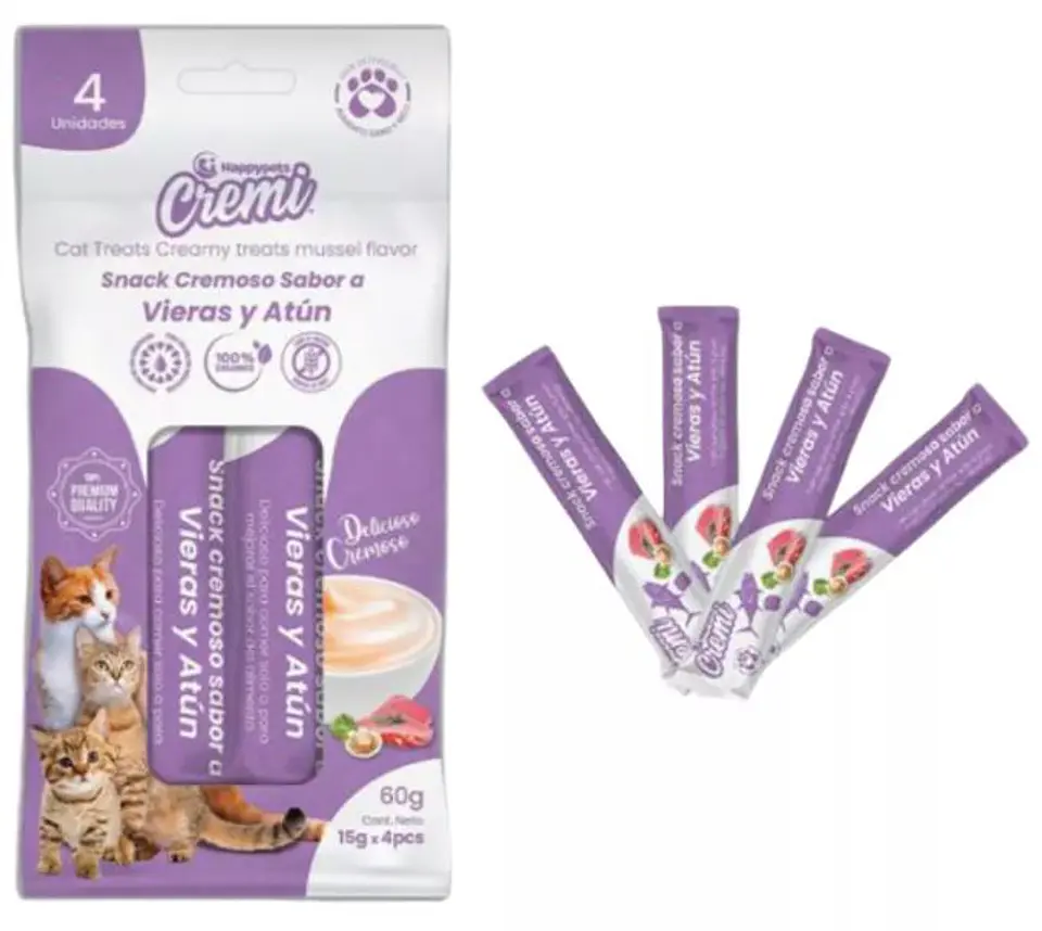 Snacks Cremoso Para Gato Vieras y Atún 1