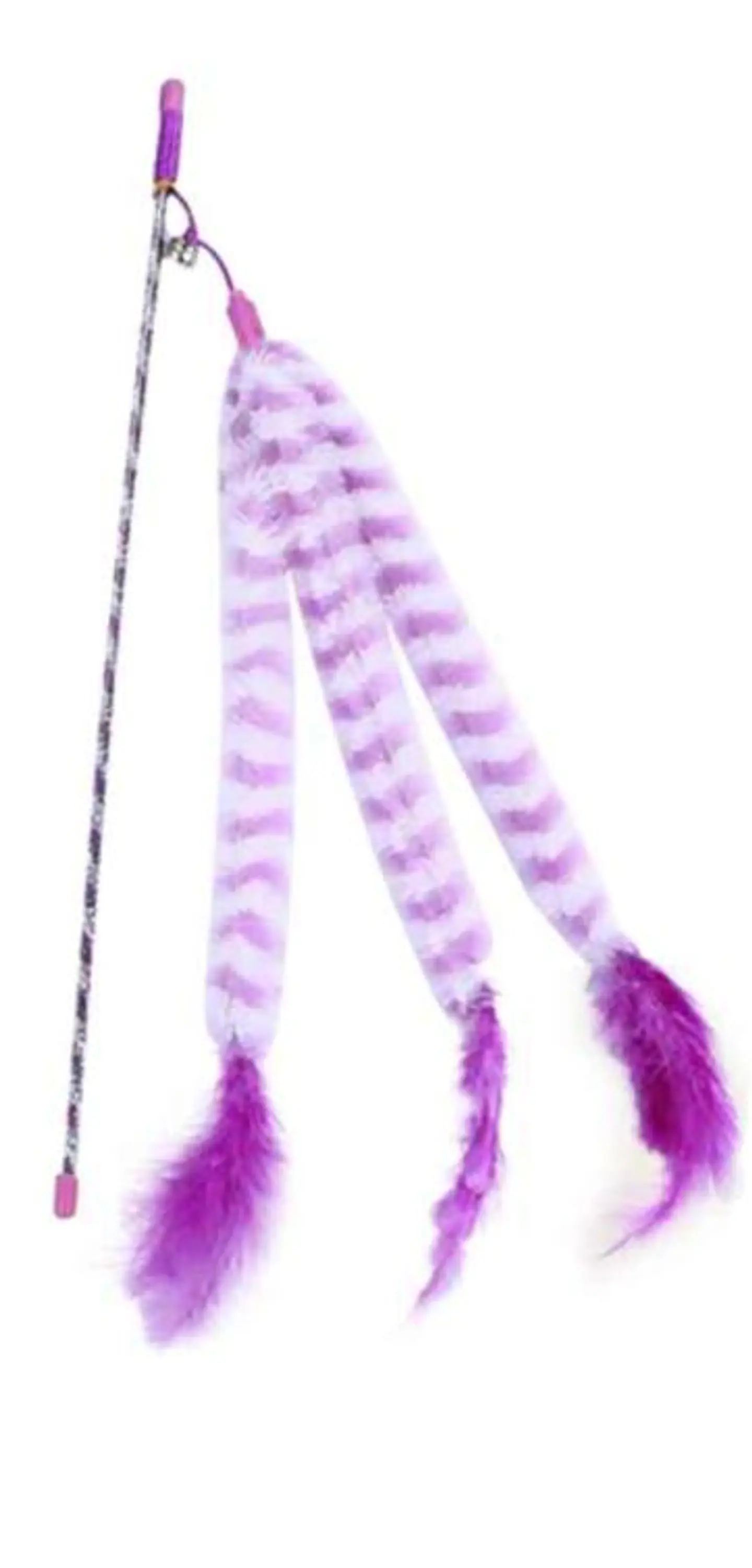 Varilla para Gato con 3 Colas y Plumas Morada 1