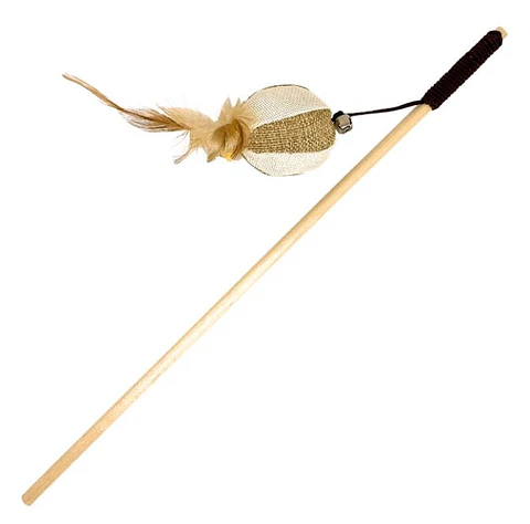 Varilla para Gato con Pelota de Tela y Plumas