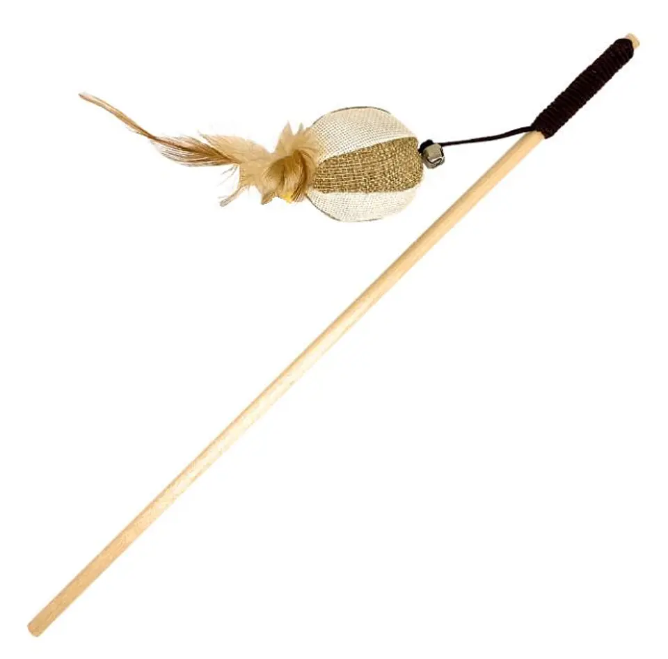 Varilla para Gato con Pelota de Tela y Plumas 1