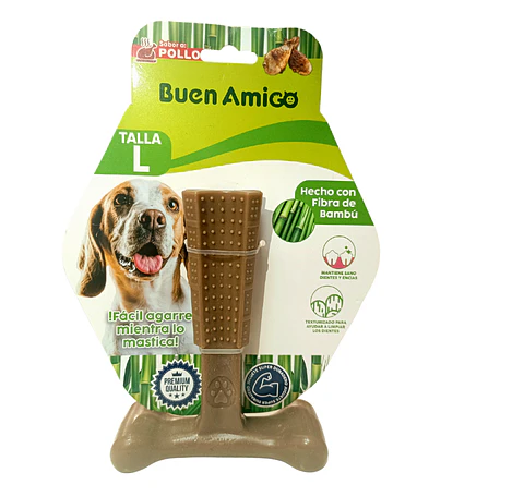 Hueso Masticable de Fibras de Bambú con Sabor Pollo Talla L