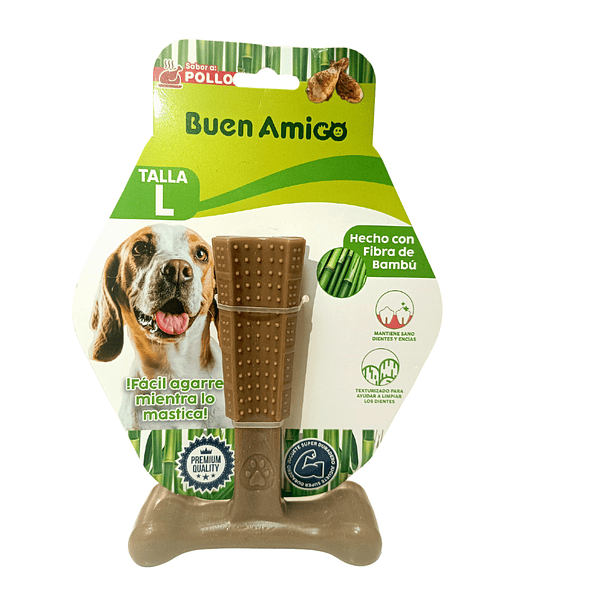 Hueso Masticable de Fibras de Bambú con Sabor Pollo Talla L