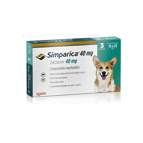 Simparica 40 mg - 10 a 20 Kg (3 Comprimidos)