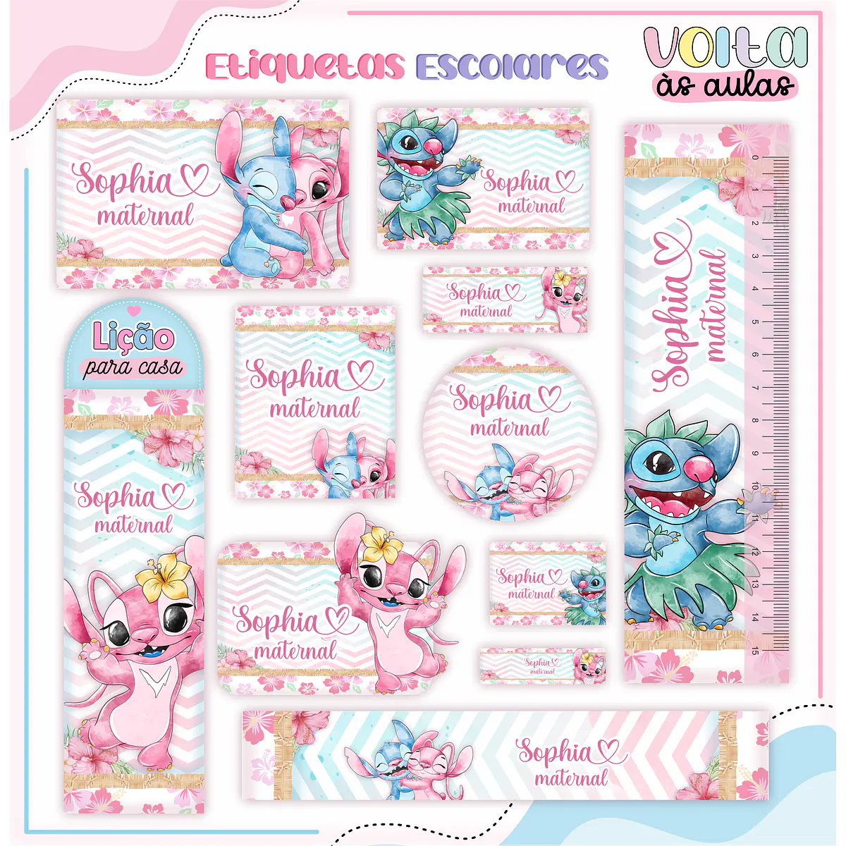 Stitch and Angel School Label Cutting File