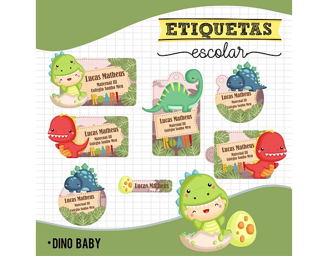 Dino Baby School Label Cutting File